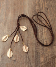 Beautiful Gold Leaf Long Pendant Necklace