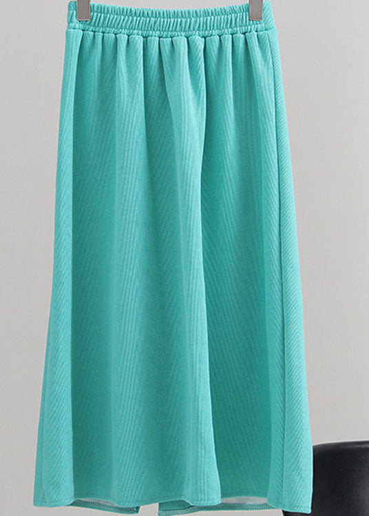 Beautiful Green Asymmetrical Floral Knit Skirt Spring