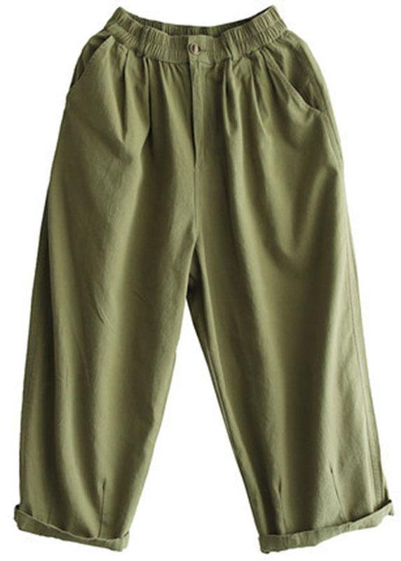 Beautiful Green Cotton Loose Harem Summer Pants - bagstylebliss