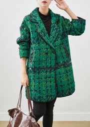 Beautiful Green Oversized Patchwork Cotton Coat Outwear Fall