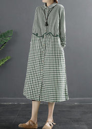 Beautiful Green Plaid Patchwork Plus Size Dress - bagstylebliss