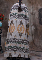 Beautiful Grey Patchwork Print Knit woolen coats Winter