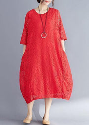 Beautiful Half sleeve o neck cotton dress Sweets red A Line Dresses Summer - bagstylebliss