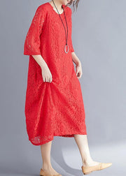 Beautiful Half sleeve o neck cotton dress Sweets red A Line Dresses Summer - bagstylebliss
