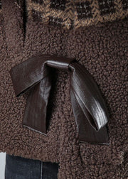 Beautiful Khaki Peter Pan Collar Pockets Plaid Faux Fur Coats Winter