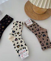 Beautiful Leopard Jacquard Warm Cotton Mid Calf Socks