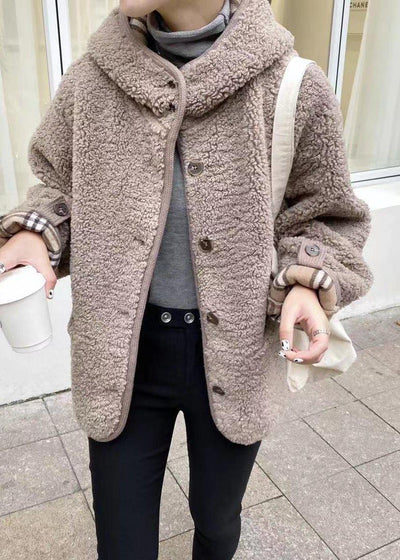 Beautiful Light Chocolate Outwear Coat Hooded Pockets Outwears - bagstylebliss