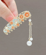 Beautiful Lute Alloy Floral Auspicious Clouds Pearl Tassel Hairpin