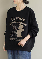 Beautiful O Neck Spring Shirts Black Letter Blouses - bagstylebliss