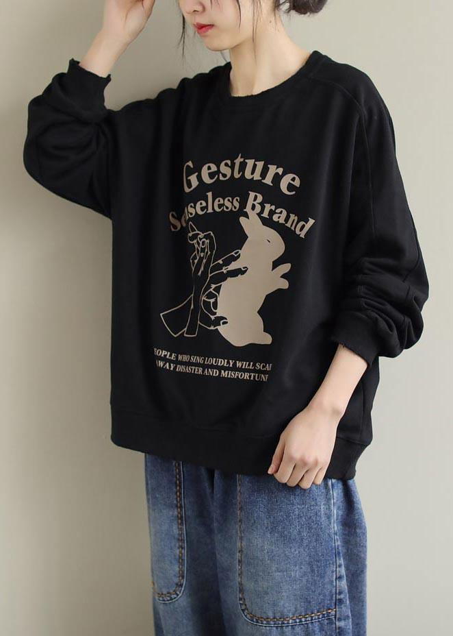 Beautiful O Neck Spring Shirts Black Letter Blouses - bagstylebliss