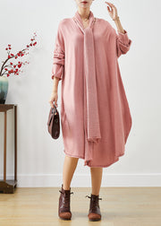 Beautiful Pink Oversized Complimentary Scarf Knit Dress Batwing Sleeve