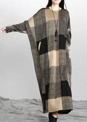 Beautiful Plaid Pockets Long sleeve Maxi Dresses Fall - bagstylebliss