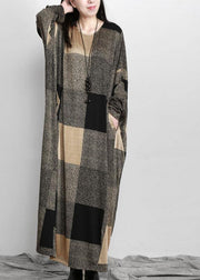 Beautiful Plaid Pockets Long sleeve Maxi Dresses Fall - bagstylebliss