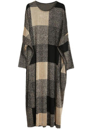 Beautiful Plaid Pockets Long sleeve Maxi Dresses Fall - bagstylebliss