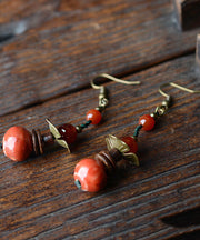 Wunderschöne rote Keramik-Ohrringe aus Kupfer im Originaldesign