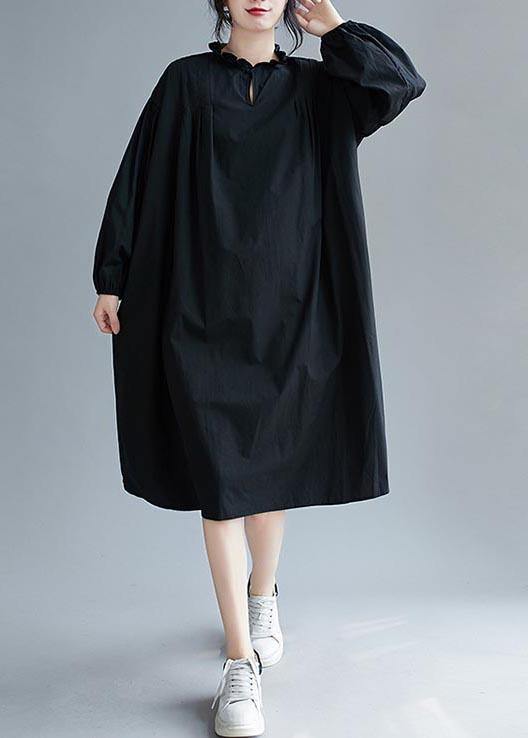 Beautiful Ruffled Baggy Black  Dresses - bagstylebliss