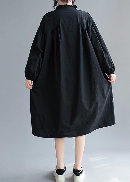 Beautiful Ruffled Baggy Black  Dresses - bagstylebliss