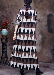 Beautiful Turtleneck Plaid Patchwork Fall Long sleeve Dress