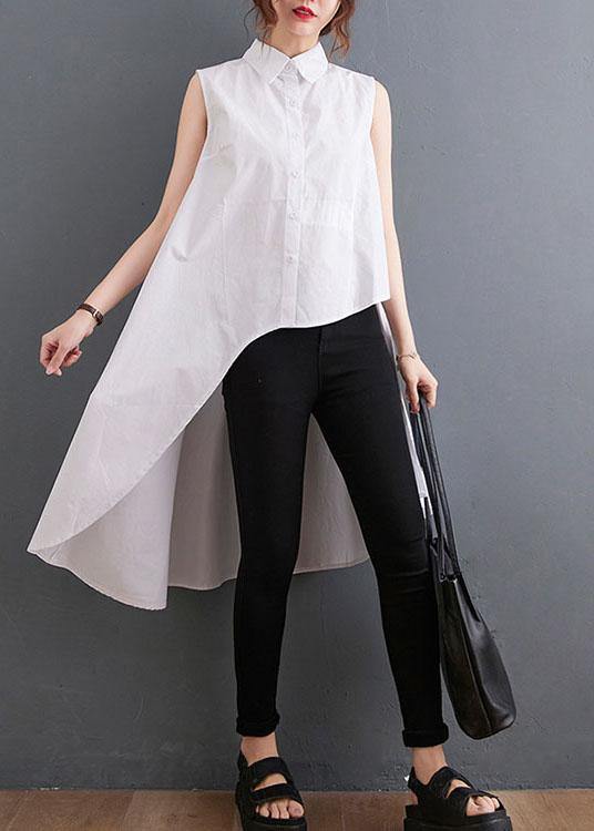 Beautiful White Peter Pan Collar Button Cotton Shirt Summer - bagstylebliss