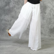 Beautiful White Pockets Tie Waist Fall Wide Leg Pants