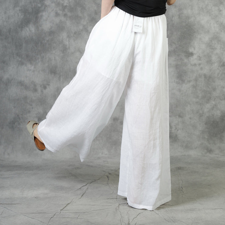 Beautiful White Pockets Tie Waist Fall Wide Leg Pants