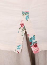 Beautiful White Print Linen Spring Top - bagstylebliss