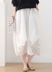 Beautiful White Solid High waist Side Open Cotton Harem Pants Summer