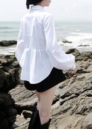 Beautiful White traveling fashion Cotton Blouse Tops Spring - bagstylebliss