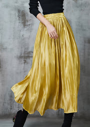 Beautiful Yellow Exra Large Hem Silk Skirts Spring