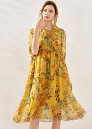 Beautiful Yellow Print Hooded Patchwork Summer Chiffon Summer Dresses - bagstylebliss