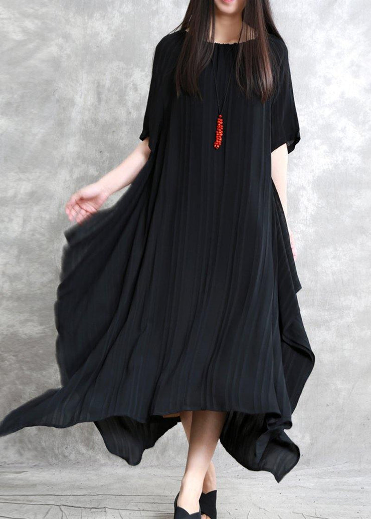 Beautiful black clothes o neck asymmetric Plus Size Dress - bagstylebliss