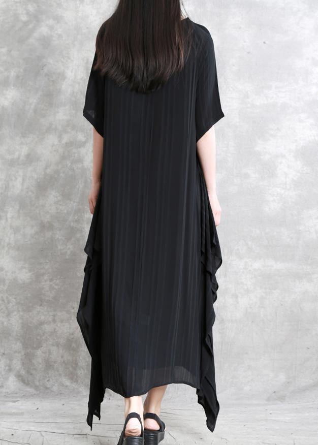 Beautiful black clothes o neck asymmetric Plus Size Dress - bagstylebliss