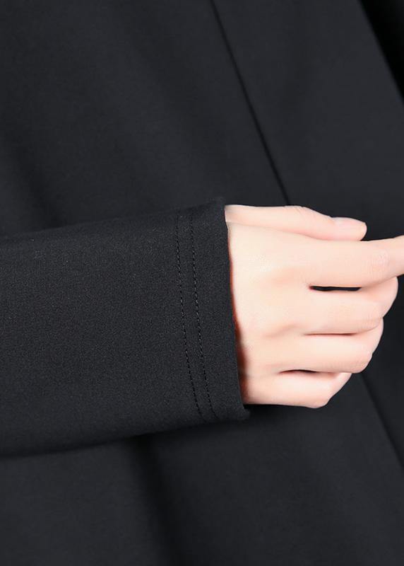 Beautiful black cotton clothes For Women asymmetric hem oversized high neck tops - bagstylebliss
