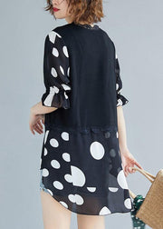 Beautiful black cotton clothes false two pieces oversized summer blouses - bagstylebliss