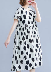 Beautiful black dotted Cotton tunic pattern o neck short sleeve shift Dresses - bagstylebliss