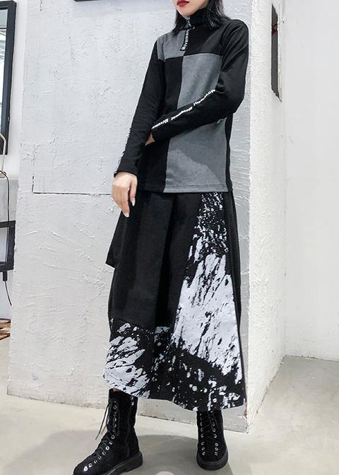 Beautiful black print Cotton skirt pockets short Dress - bagstylebliss