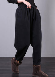 Beautiful black women pants plus size elastic waist pockets Work harem pants - bagstylebliss