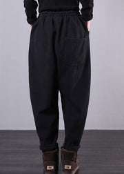 Beautiful black women pants plus size elastic waist pockets Work harem pants - bagstylebliss