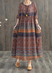 Beautiful blended Wardrobes Drops Design Retro Print Washed Comfortable Loose Dress - bagstylebliss