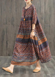 Beautiful blended Wardrobes Drops Design Retro Print Washed Comfortable Loose Dress - bagstylebliss