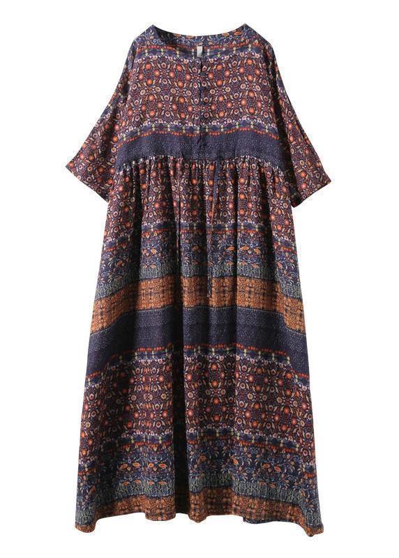 Beautiful blended Wardrobes Drops Design Retro Print Washed Comfortable Loose Dress - bagstylebliss