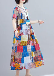 Beautiful blue print o neck Cinched Maxi summer Dress - bagstylebliss