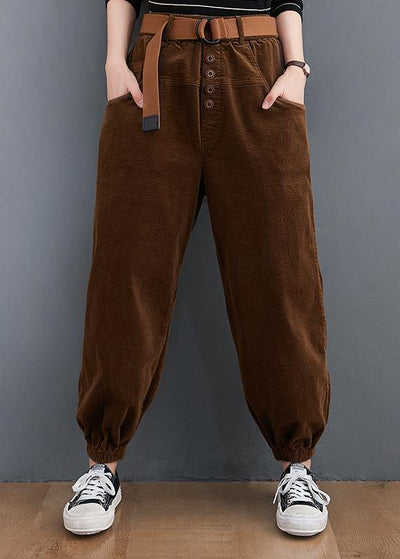 Beautiful casual pants unique chocolate Sewing pockets thick pants - bagstylebliss