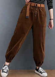 Beautiful casual pants unique chocolate Sewing pockets thick pants - bagstylebliss