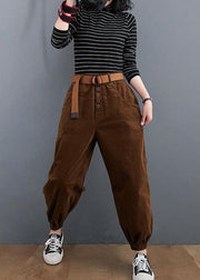 Beautiful casual pants unique chocolate Sewing pockets thick pants - bagstylebliss