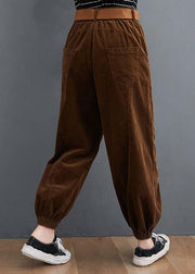 Beautiful casual pants unique chocolate Sewing pockets thick pants - bagstylebliss