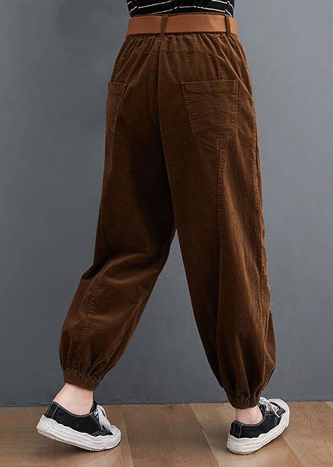 Beautiful casual pants unique chocolate Sewing pockets thick pants - bagstylebliss