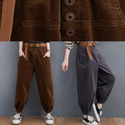 Beautiful casual pants unique chocolate Sewing pockets thick pants - bagstylebliss