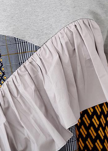 Beautiful cotton Tunics Drops Design Spliced Short Sleeve Round Neck Women Dress - bagstylebliss
