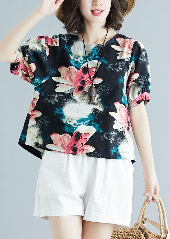 Beautiful floral cotton tunic pattern short sleeve daily summer shirt - bagstylebliss